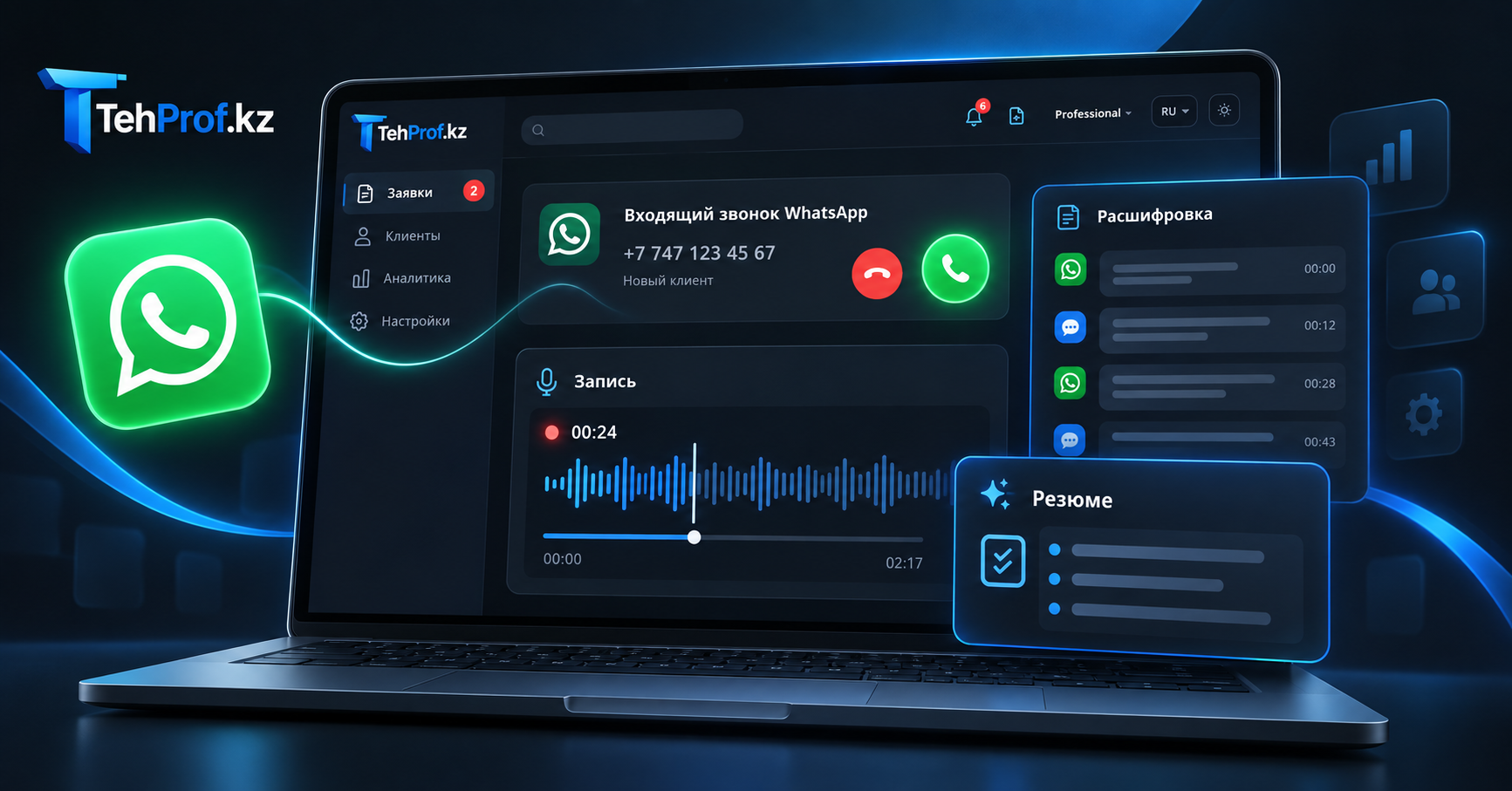 WhatsApp Calls в TehProf Support